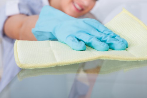 Commercial cleaners sanitising desks and shared office surfaces in Richmond